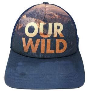 Boco Gear Trucker Hat Blue One Size Our Wild Mountain Graphic Wilderness Society